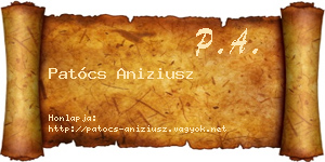Patócs Aniziusz névjegykártya